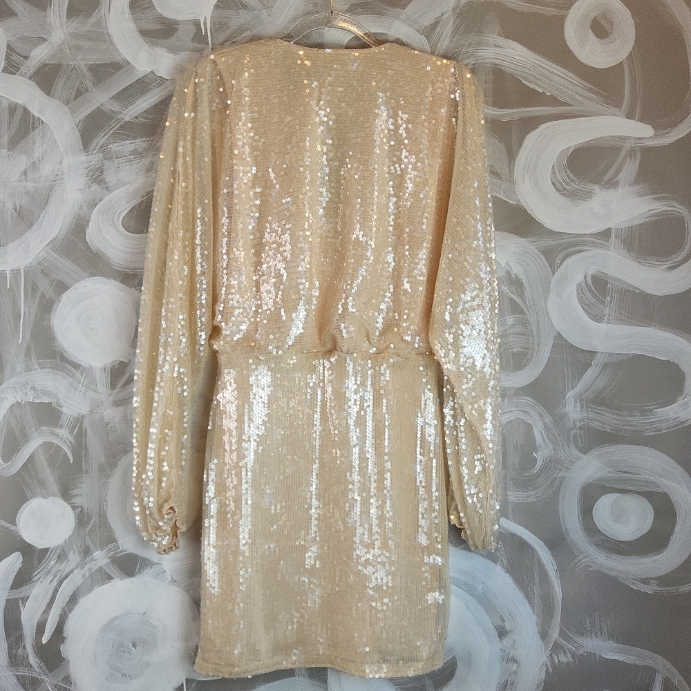 12th TRIBE Wmns Sz M Sparkling Sexy Long Sleeve Sequin Mini Dress GlamourCore - Picture 3 of 8